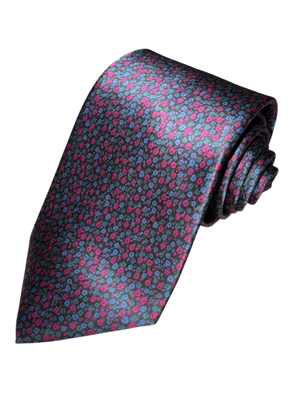 Givenchy mens red blue floral micro pattern 100% silk vintage tie EUC